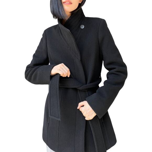 Babaton Jackets & Blazers - BABATON Women's The Connor Coat Short Virgin Wool Cashmere Coat Black Belted M